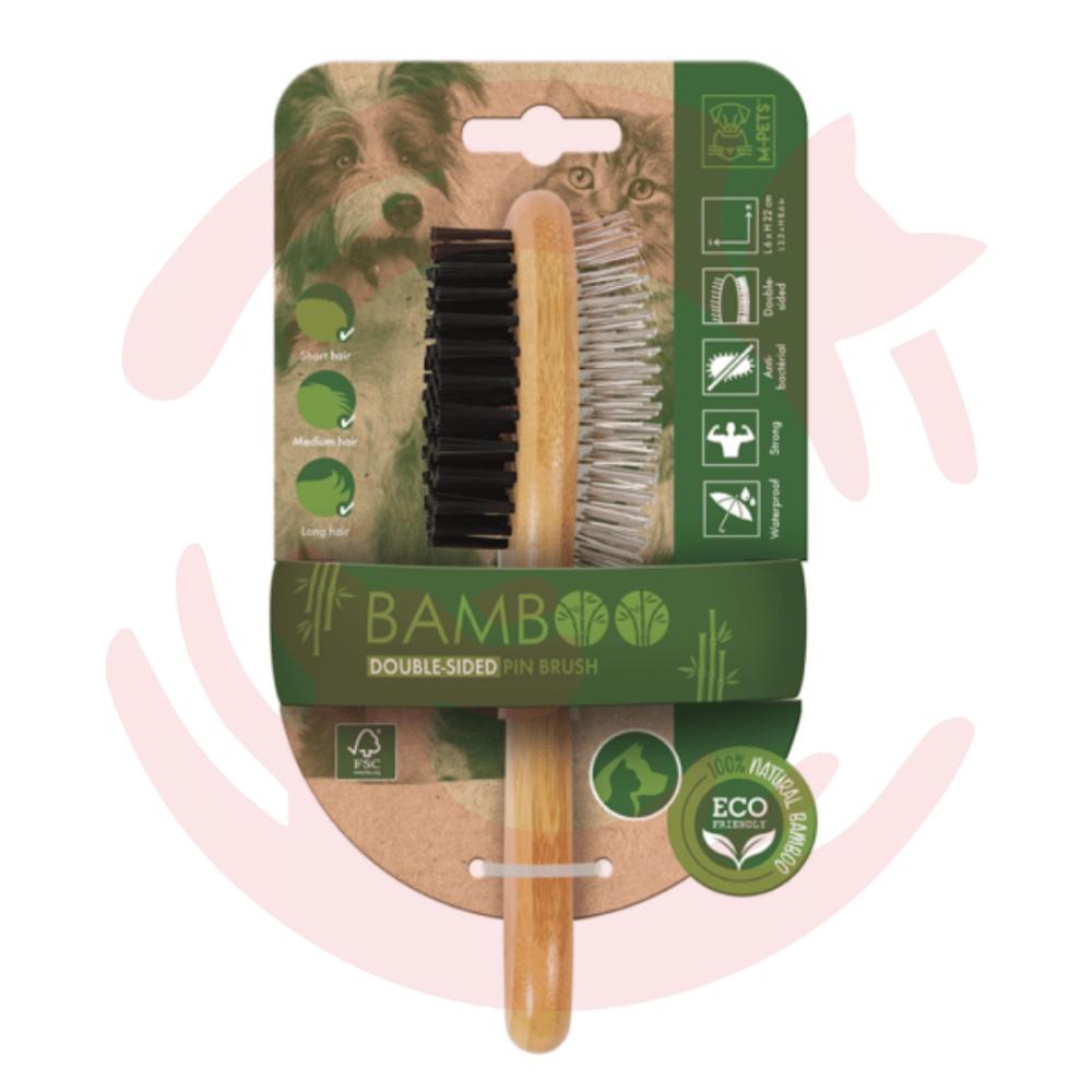 Bamboo Double Sided Pin Brush Dogs