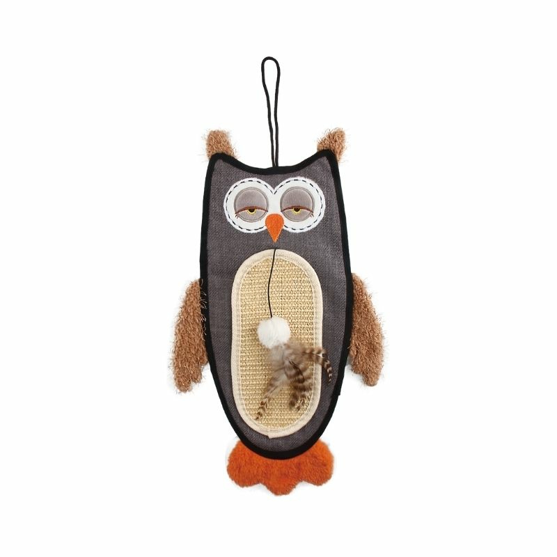 Cat Toys – Cat Scratcher With Catnip – Owl (Brown) Cat