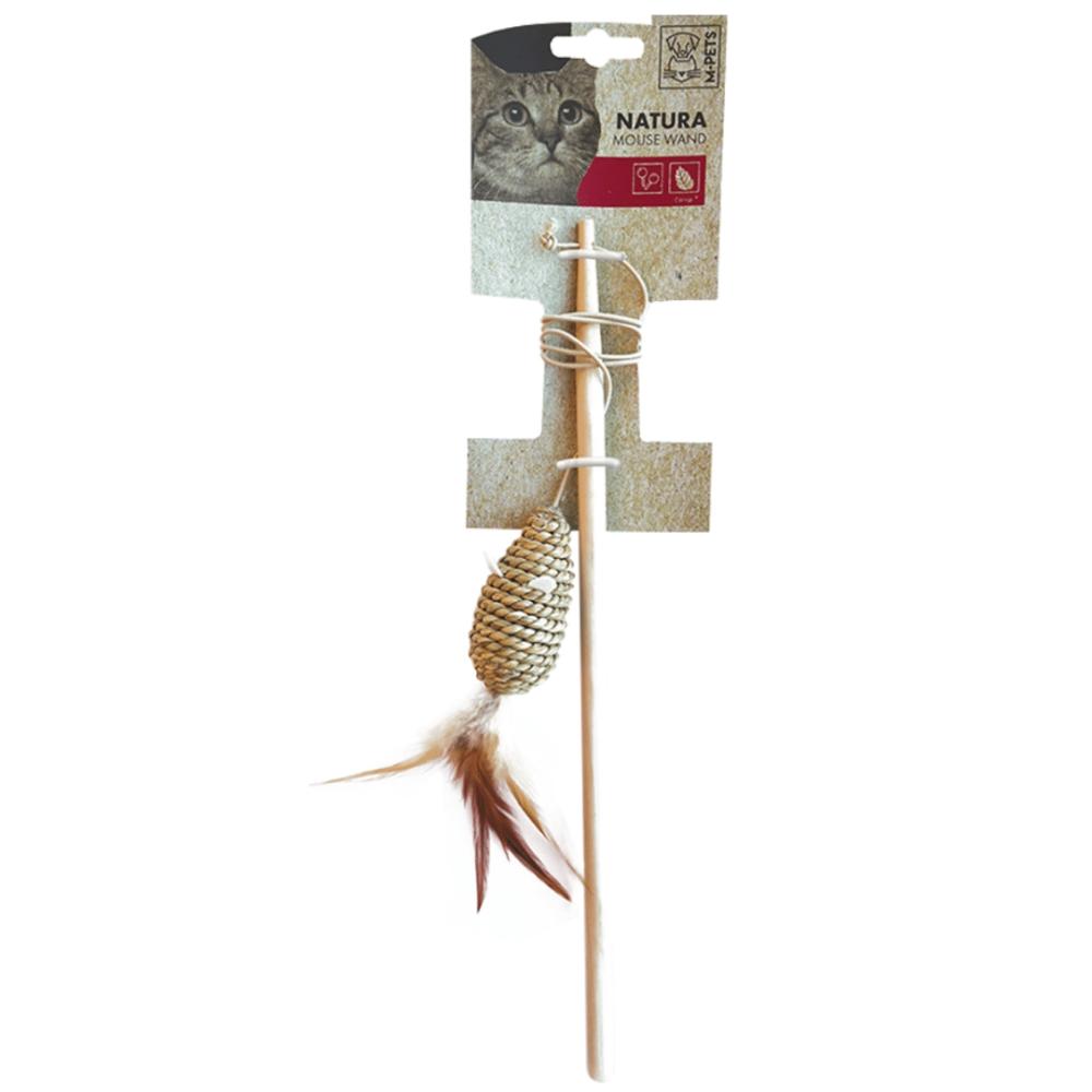 Cat Toys – Cat Wand Feather Teaser – Natura Mouse Cat