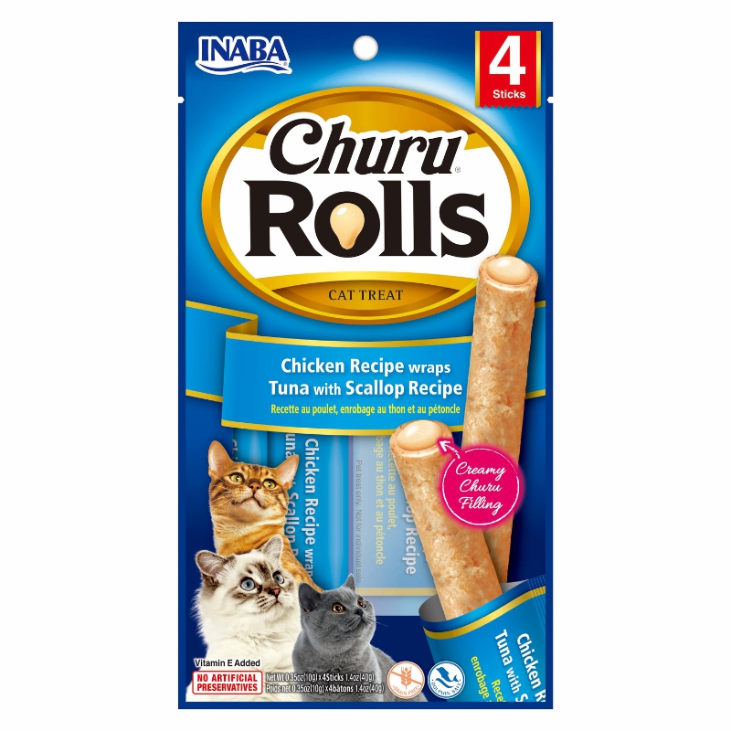 Churu Cat Treats Rolls – Chicken With Tuna & Scallop Recipe (39G) Cat