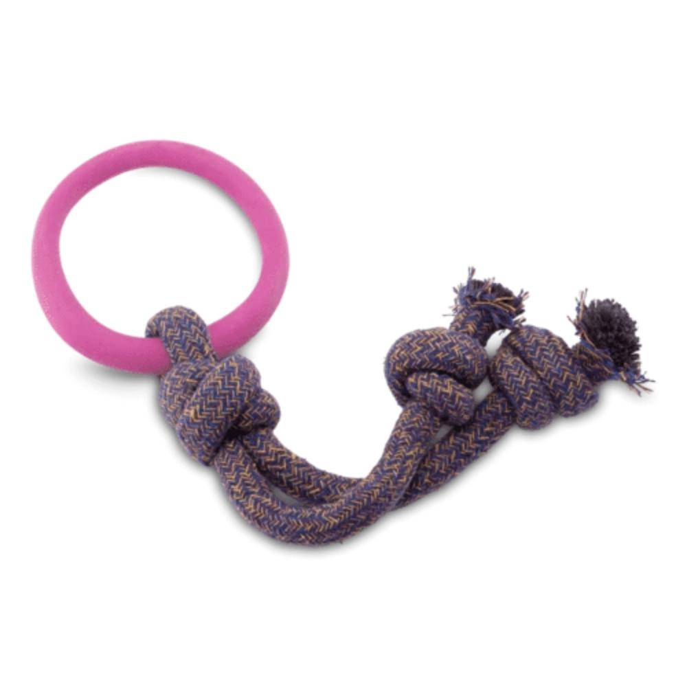 Dog Toys – Natural Rubber Hoop On Rope Dogs