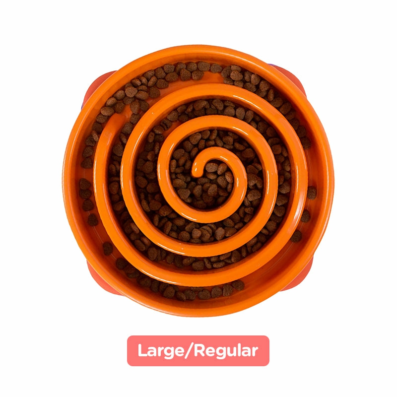 Fun/Slow Feeder For Dogs – Large/Regular (Orange) Bowls & Feeders