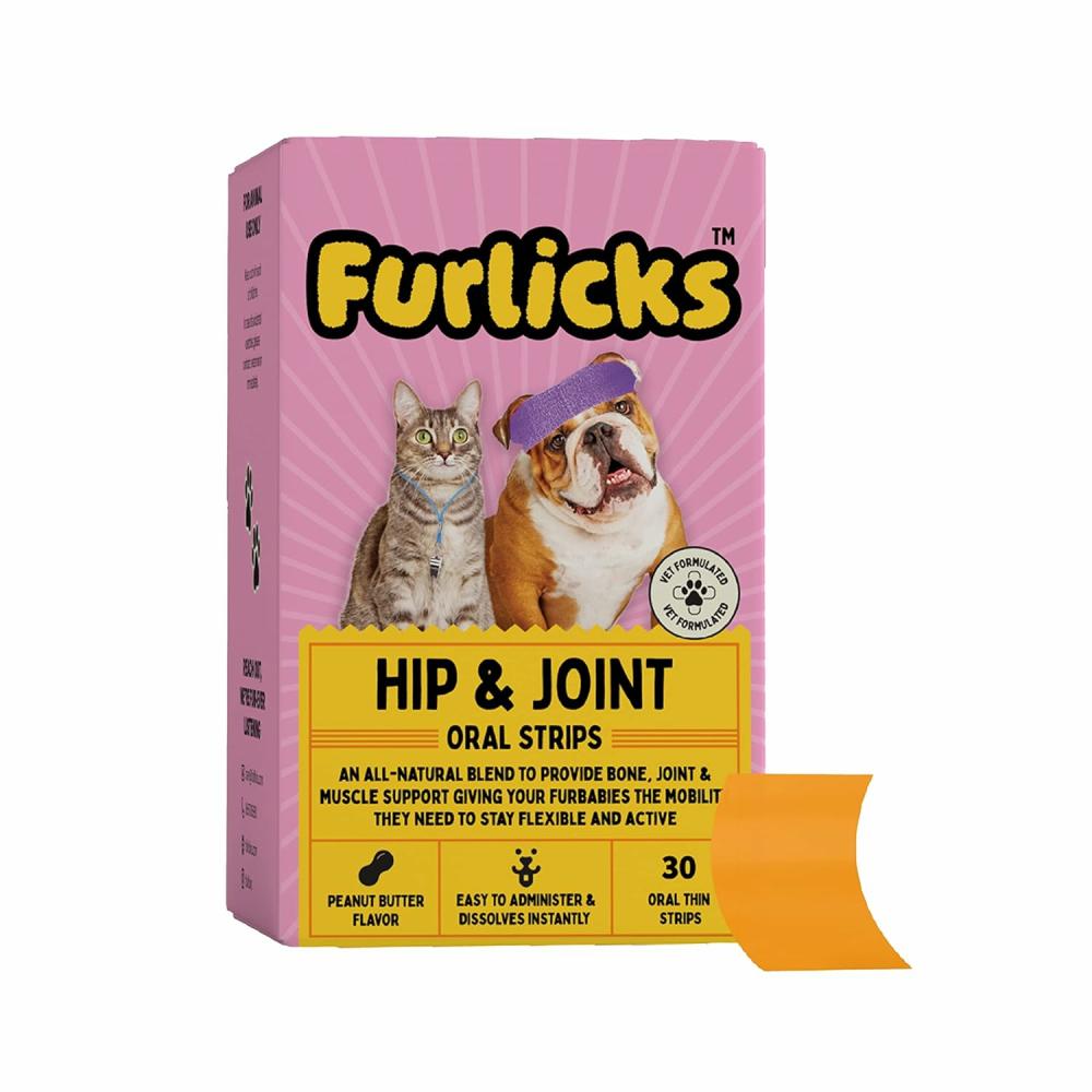 Hip And Joint Supplement For Dogs & Cats – Marine Collagen & Calcium For Joint Mobility | 30 Oral Dissolving Strips Cat