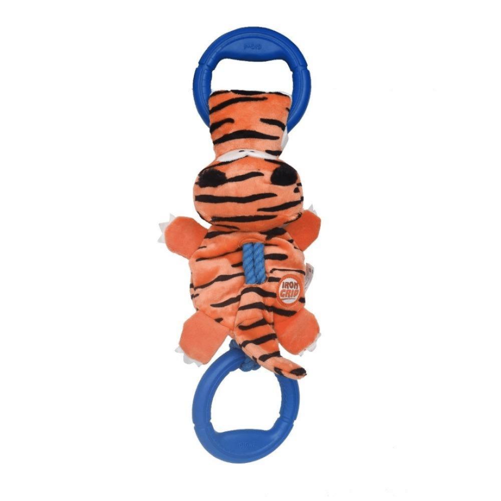 Iron Grip Tiger Plush Tug Toy With Tpr Handle Dogs