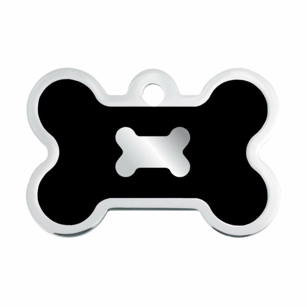 Personalised Pet Tag –  Large Bone – Black Epoxy Inlay Accessories