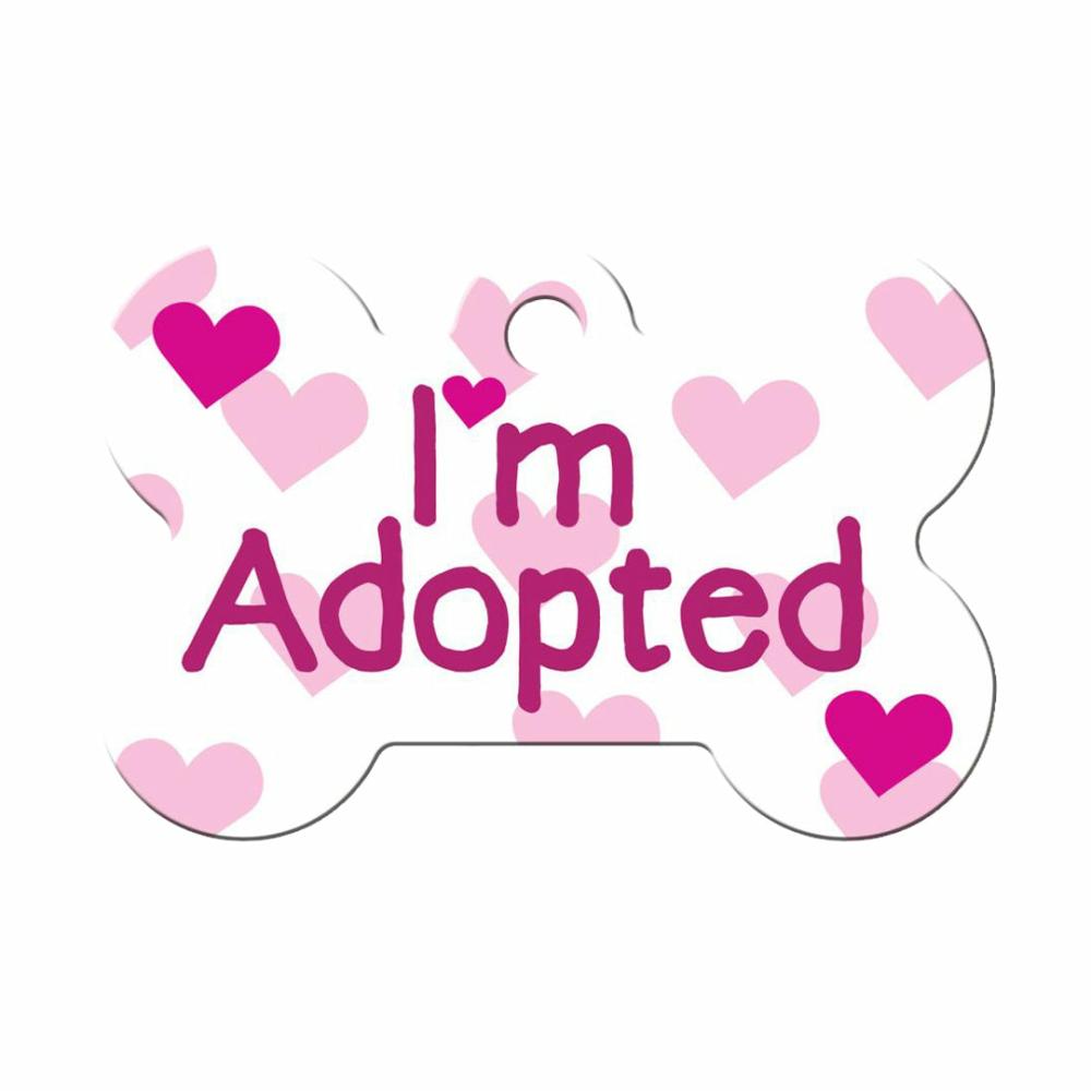 Personalised Pet Tag – Large Bone – I’M Adopted Bone Accessories