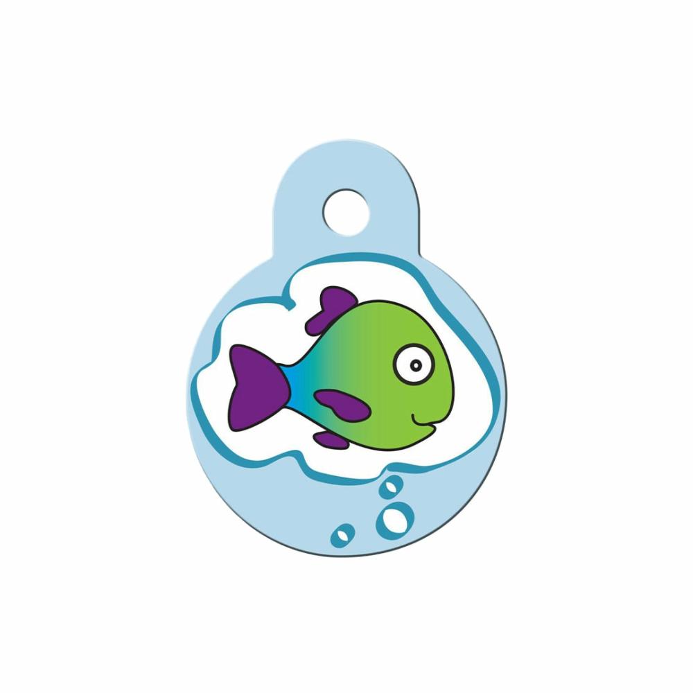 Personalised Pet Tag – Small Circle – Dreaming Fish Cat