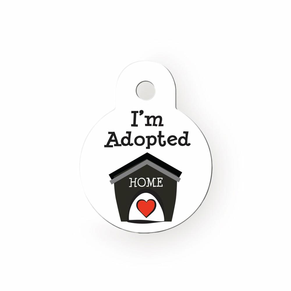 Personalised Pet Tag – Small Circle – I’M Adopted Cat