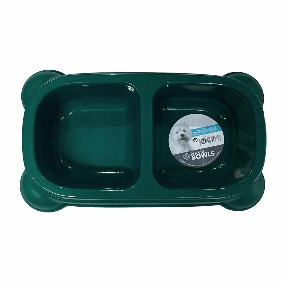 Plastic Double Bowl – Green Bowls & Feeders