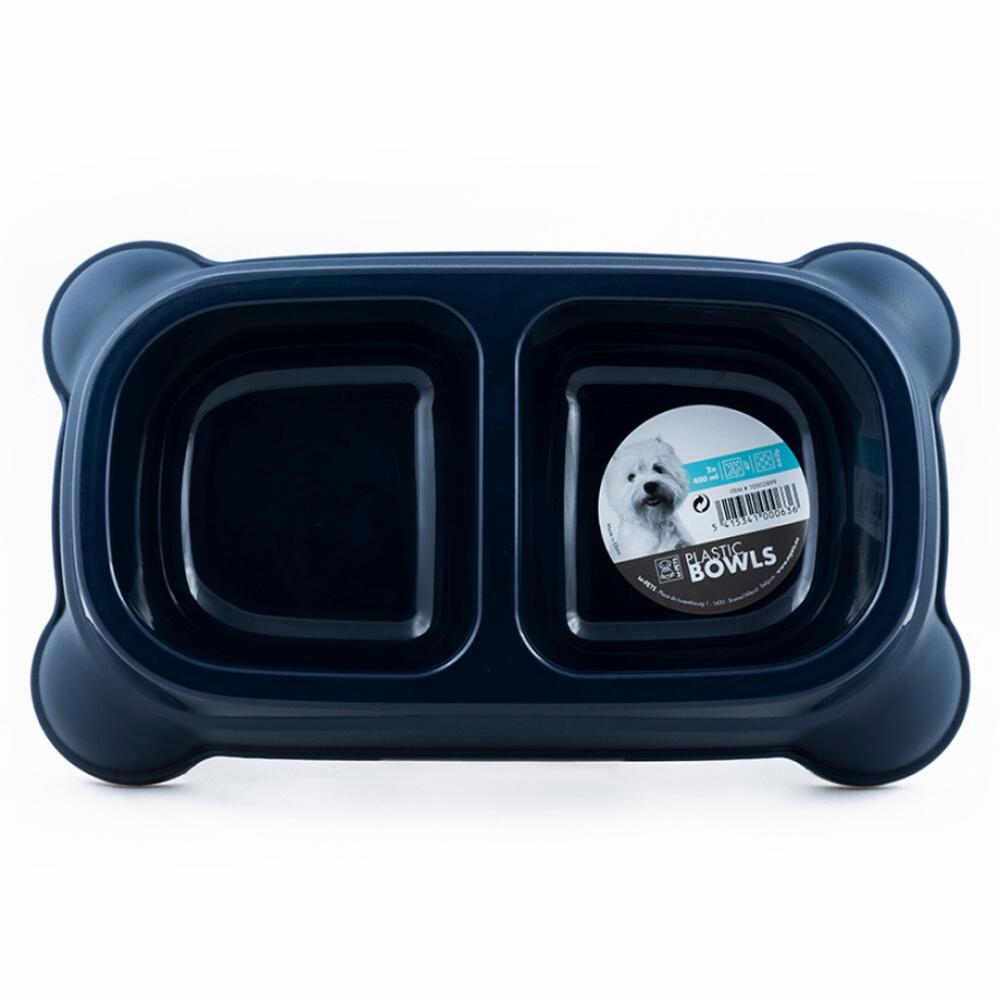 Plastic Double Bowl – Navy Blue Bowls & Feeders