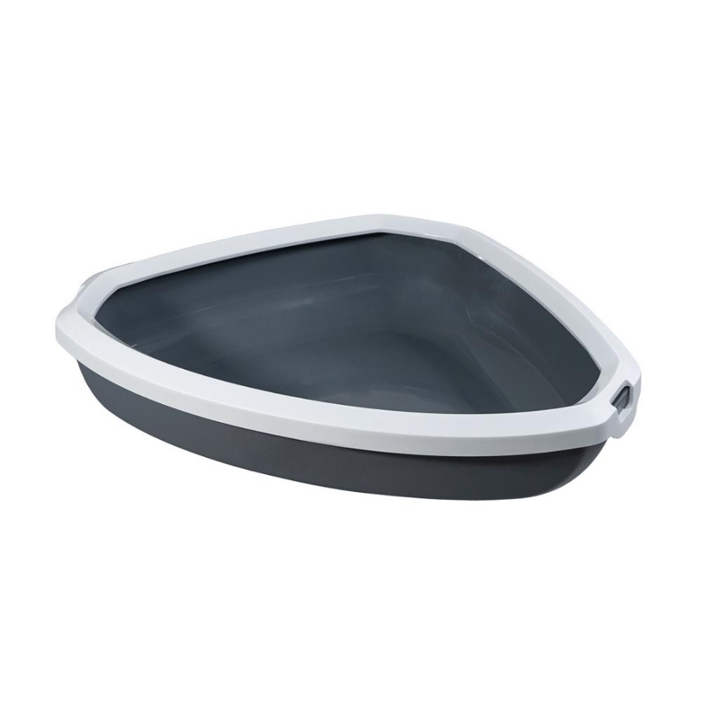 Rincon Corner Cat Litter Tray With Rim (Cool Grey) Cat