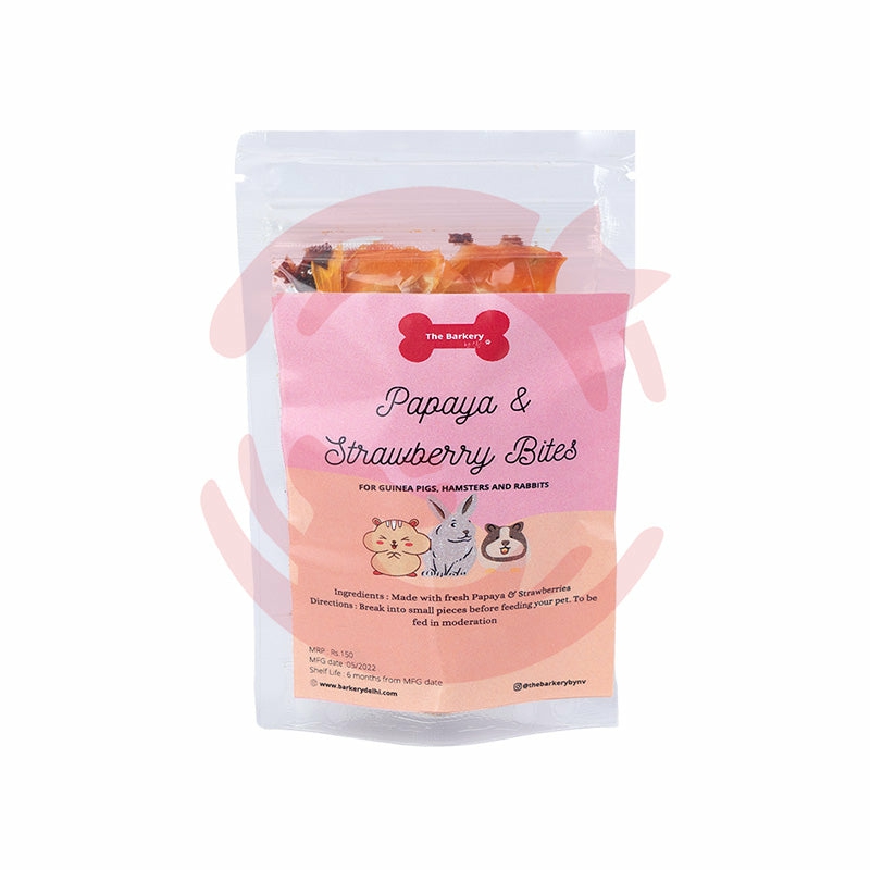 Treats For Guinea Pigs, Rabbits & Hamsters – Papaya Bites & Strawberry Bites (20G) Guinea Pig